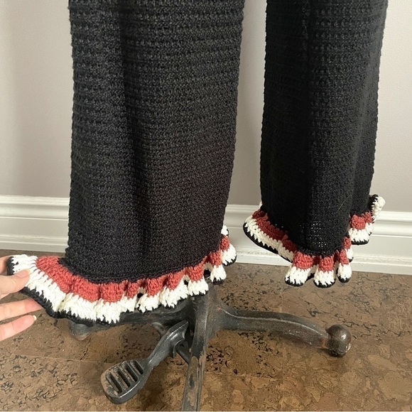 ZARA Striped Black Crochet Ruffle Strap Sleeveless Jumpsuit - S - Picture 6 of 14